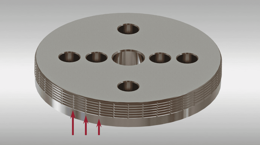Fin Wheel for flow wrapper with Gripper Grooves for improved tracking